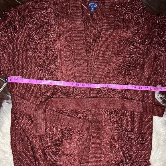 Scoop rust fringe cardigan sweater w/belt sz XXL(20) - Picture 8 of 8